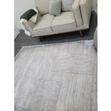 Diana Light Grey and Cream Distressed Geometric Lines Rug