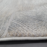 Diana Light Grey and Cream Distressed Geometric Lines Rug