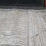 Diana Light Grey and Cream Distressed Geometric Lines Rug