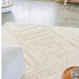 Isla Ivory Beige Diamond Geometric Wool Rug