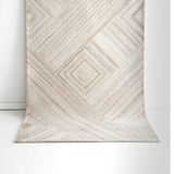 Isla Ivory Beige Diamond Geometric Wool Rug