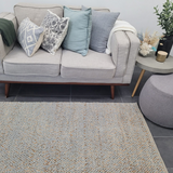 Evie Blue Handwoven Braided Wool Blend Rug