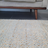 Evie Blue Handwoven Braided Wool Blend Rug
