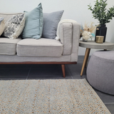 Evie Blue Handwoven Braided Wool Blend Rug