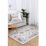 Eliza Ivory Beige Grey Oriental Bordered Rug