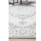 Emira Blue Off White Cornflower Medallion Rug
