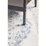 Emira Blue Off White Cornflower Medallion Rug