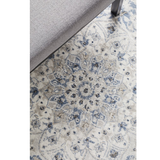 Emira Blue Off White Cornflower Medallion Rug