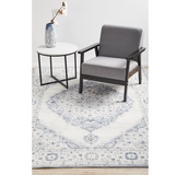 Emira Blue Off White Cornflower Medallion Rug