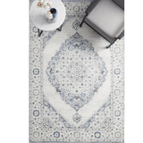 Emira Blue Off White Cornflower Medallion Rug
