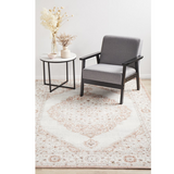 Emira Peach Ivory Ornate Floral Rug