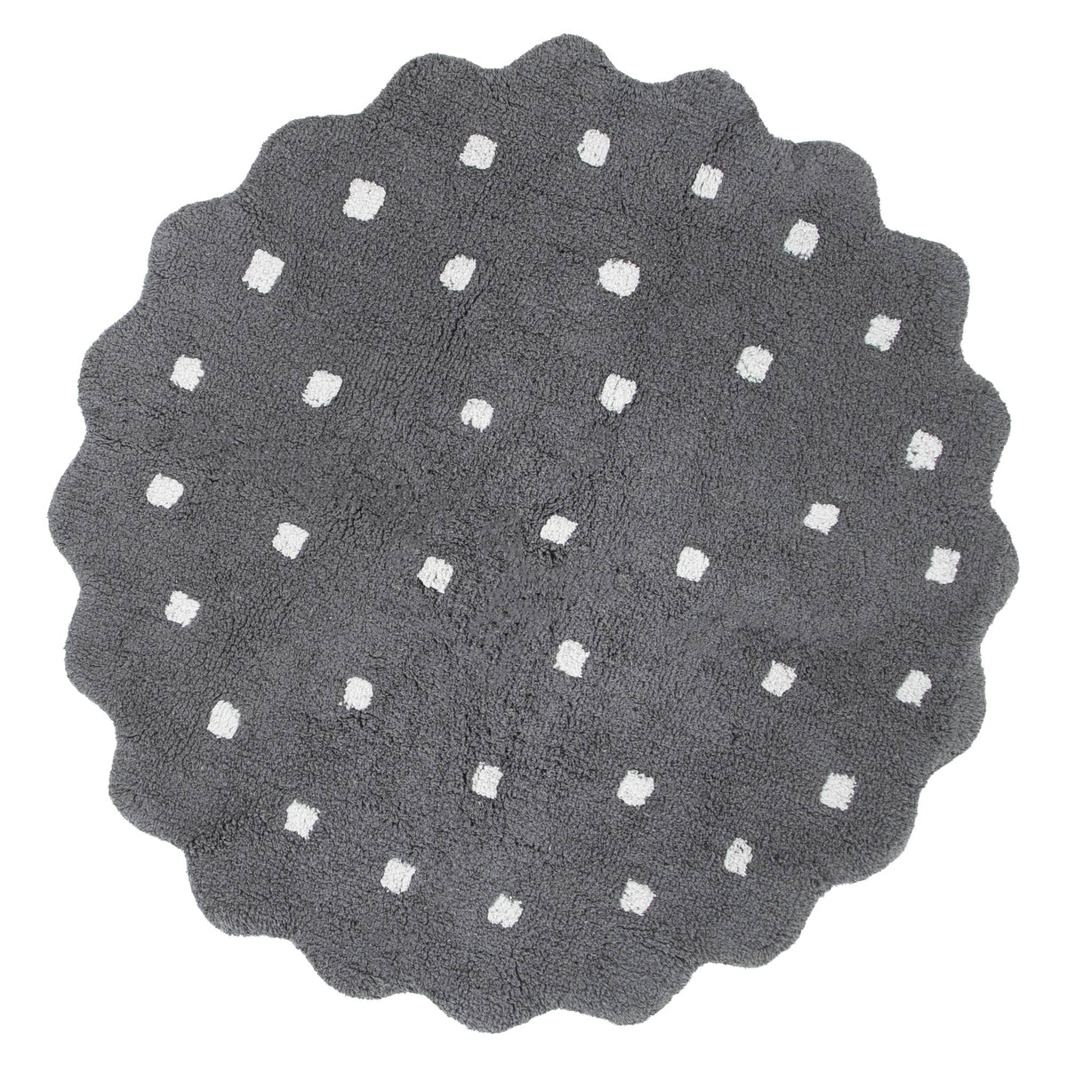 Millie Grey Scalloped Dotted Kids Round Rug