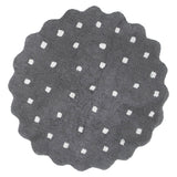 Millie Grey Scalloped Dotted Kids Round Rug
