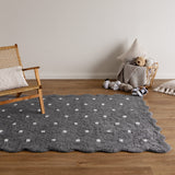 Millie Grey Scalloped Dotted Kids Rug