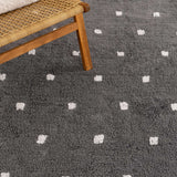 Millie Grey Scalloped Dotted Kids Round Rug
