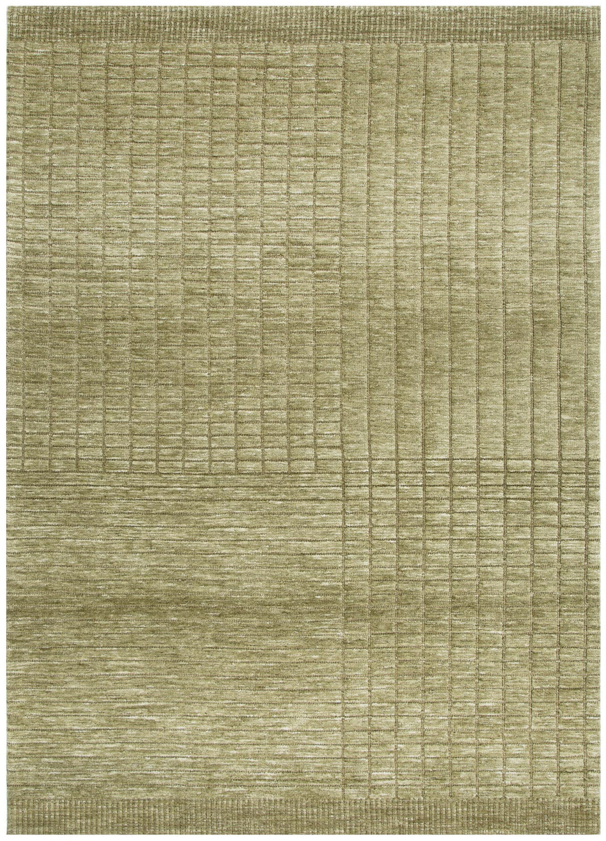 Canna Green Textured Grid Rug