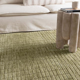 Canna Green Textured Grid Rug