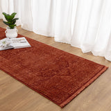 Hera Rust Distressed Medallion Runner Rug (Premium Tassel Edge)