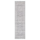 Hera Light Grey Distressed Medallion Runner Rug (Premium Tassel Edge)