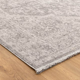 Hera Light Grey Distressed Medallion Runner Rug (Premium Tassel Edge)