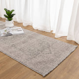 Hera Light Grey Distressed Medallion Runner Rug (Premium Tassel Edge)
