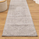 Hera Light Grey Distressed Medallion Runner Rug (Premium Tassel Edge)