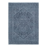 Hera Blue Distressed Medallion Rug (Premium Tassel Edge)