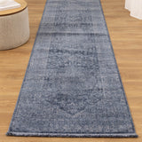 Hera Blue Distressed Medallion Runner Rug (Premium Tassel Edge)