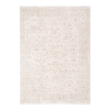 Hera Beige Distressed Border Rug (Premium Tassel Edge)