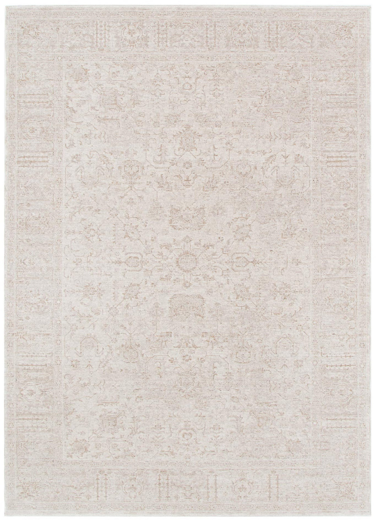 Hera Beige Distressed Border Rug