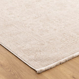 Hera Beige Distressed Border Rug (Premium Tassel Edge)