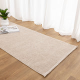 Hera Beige Distressed Border Runner Rug (Premium Tassel Edge)