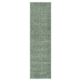 Hera Green Distressed Border Runner Rug (Premium Tassel Edge)
