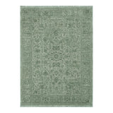 Hera Green Distressed Border Rug (Premium Tassel Edge)