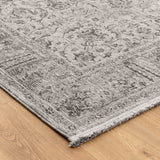 Hera Grey Distressed Border Rug (Premium Tassel Edge)