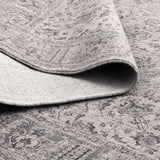 Hera Grey Distressed Border Runner Rug (Premium Tassel Edge)