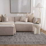 Hera Grey Distressed Border Rug