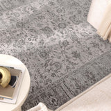 Hera Grey Distressed Border Rug (Premium Tassel Edge)