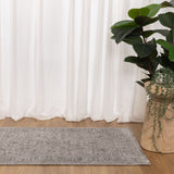 Hera Grey Distressed Border Runner Rug (Premium Tassel Edge)