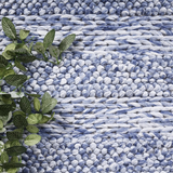 Halo Blue Rings and Bubble Pattern Wool Blend Rug