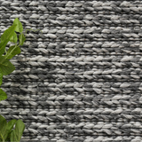 Halo Charcoal Braided Pattern Wool Blend Rug