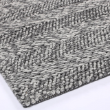 Halo Charcoal Rings and Bubble Pattern Wool Blend Rug