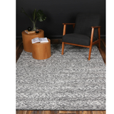 Halo Charcoal Rings and Bubble Pattern Wool Blend Rug