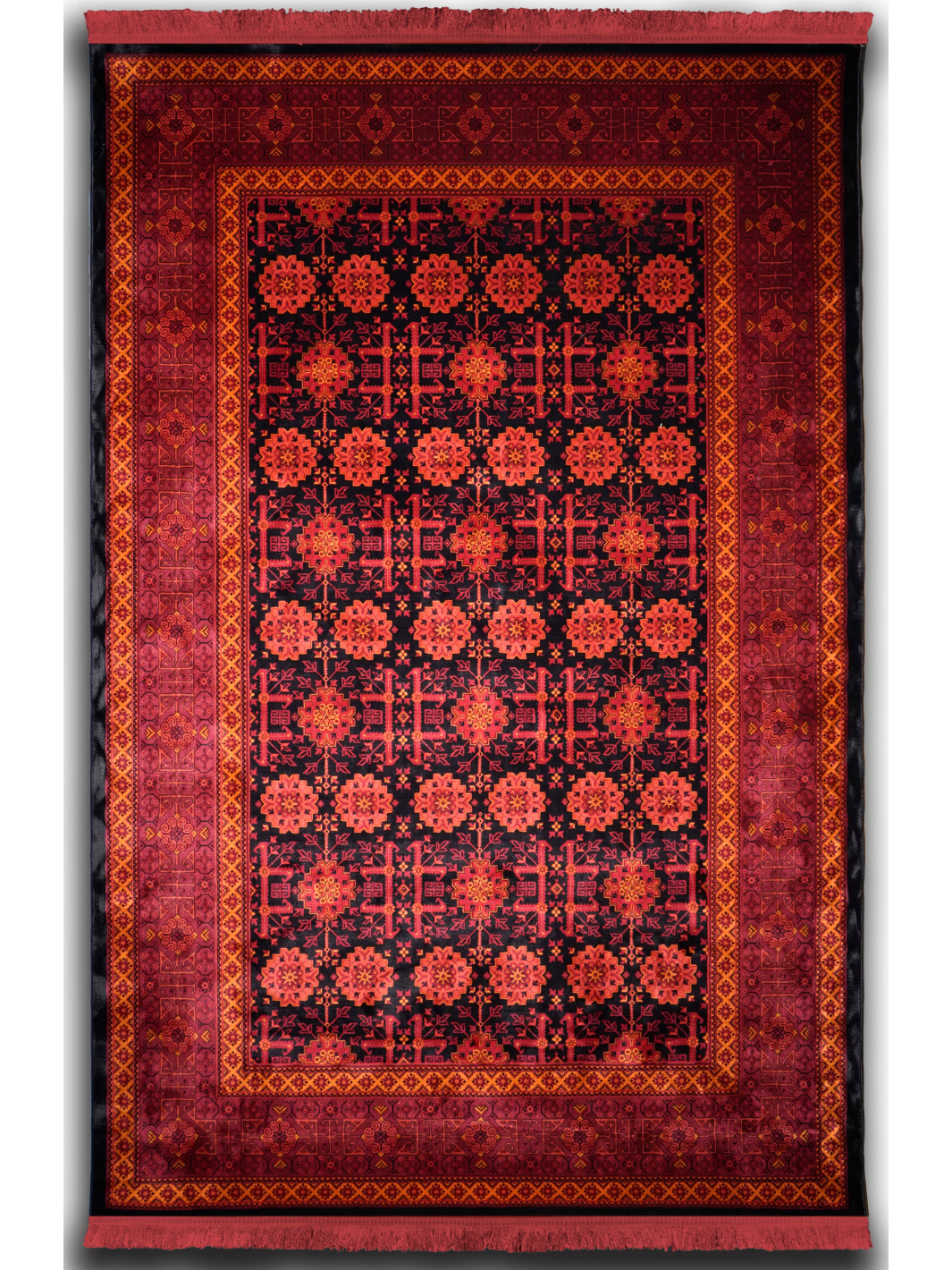 Hive Red Floral Pattern Traditional Rug