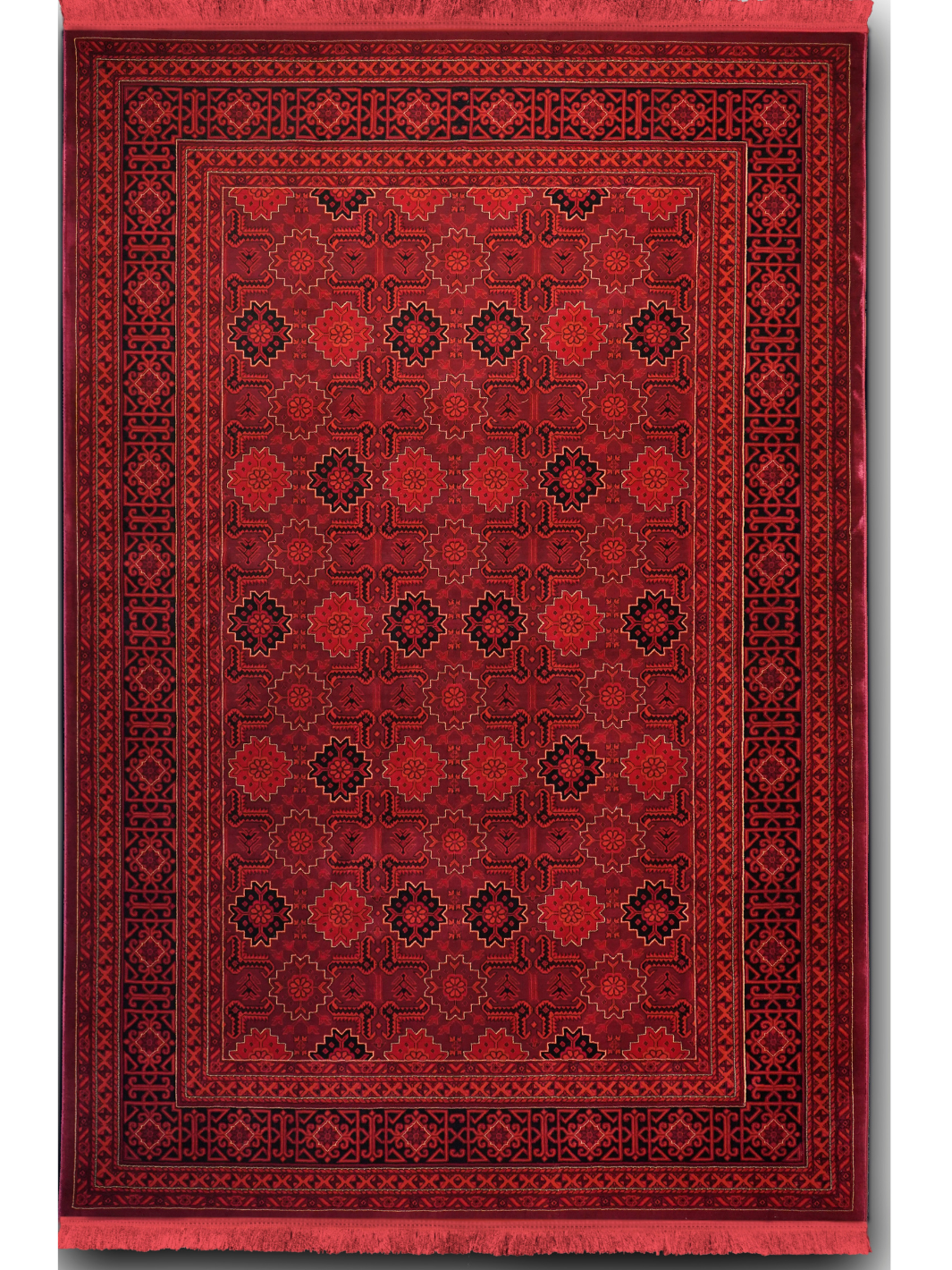 Hive Red Lattice Floral Transitional Rug