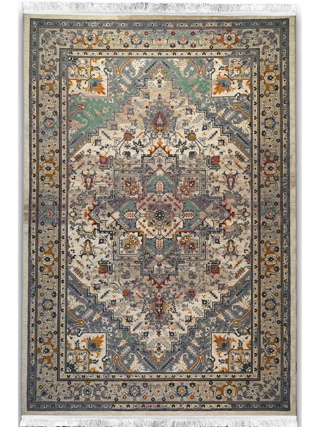 Hive Stone Blue Medallion Transitional Rug