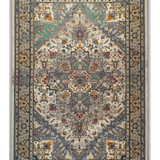 Hive Stone Blue Medallion Transitional Hallway Runner in 100 CM Wide