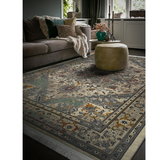 Hive Stone Blue Medallion Transitional Rug