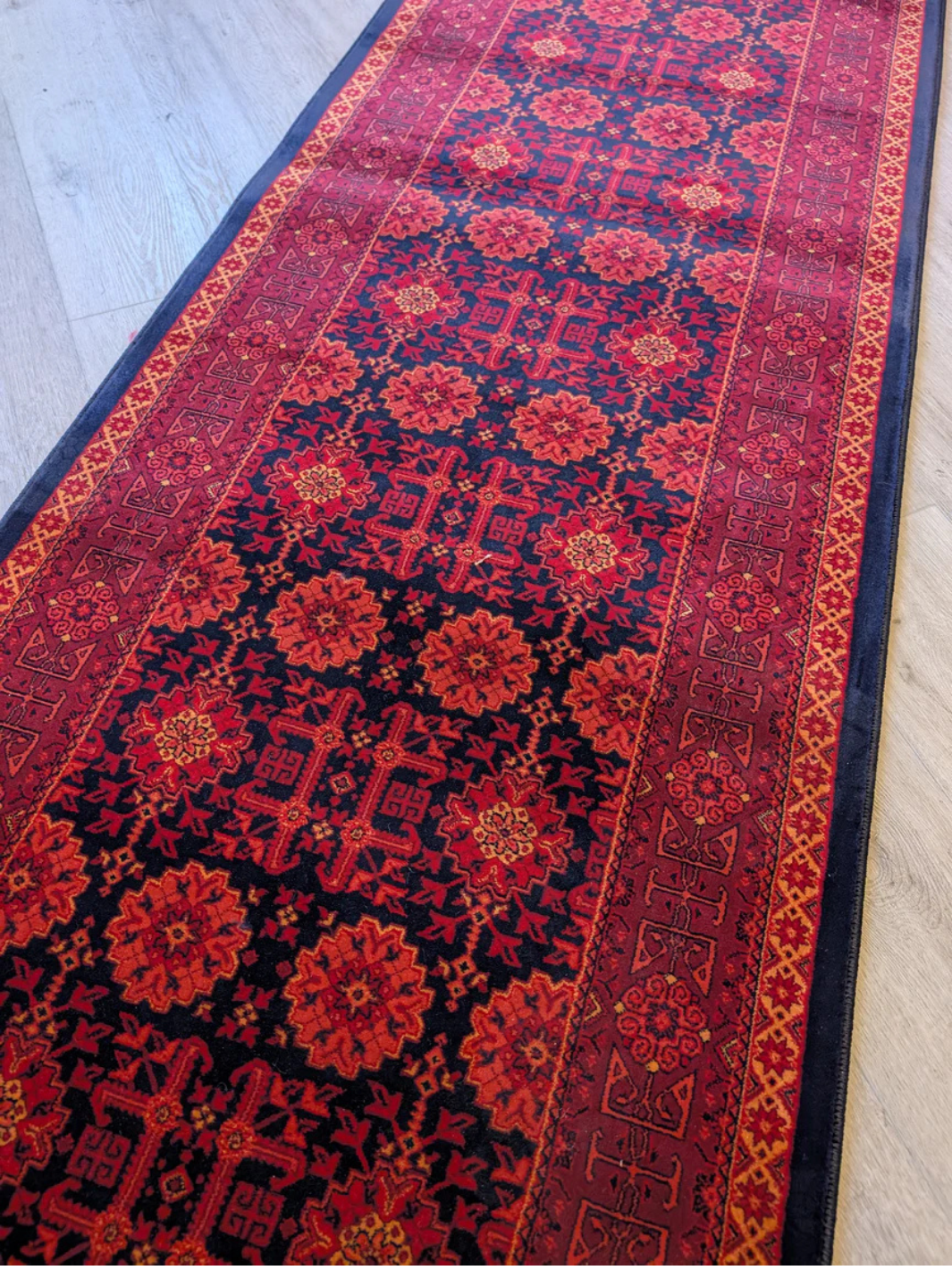 Hive Red Floral Pattern Traditional Hallway Runner in 80 CM Wide