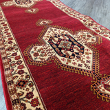Hive Red Medallion Bordered Hallway Runner in 80 CM Wide